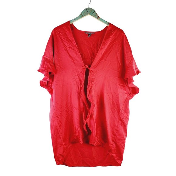 Victoria's Secret Red Kimono Love Robe Tie Front Cardigan OS - Picture 2 of 9